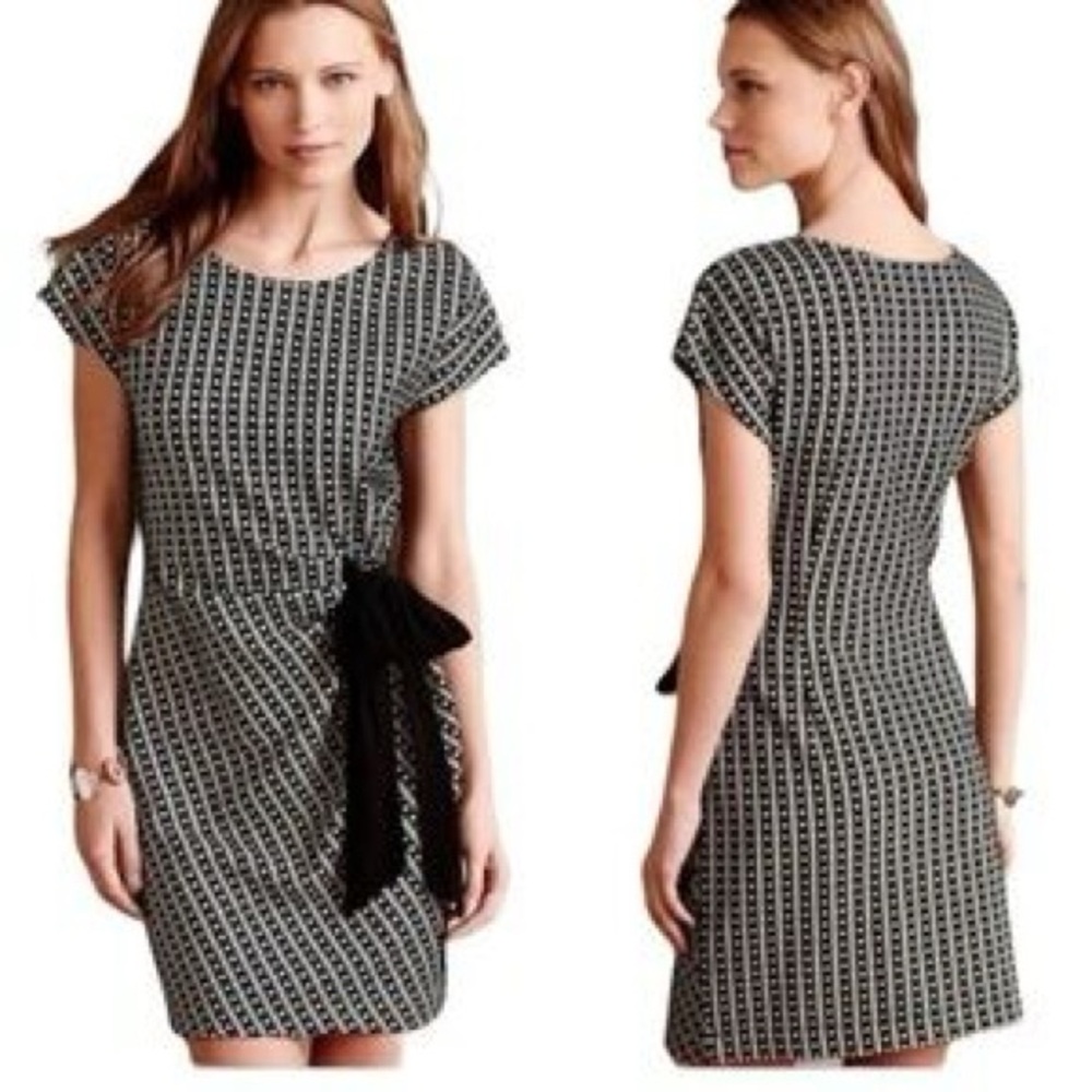 💫 💕Anthropologie Saturday Sunday Isabel Bow Tie Dress S Black White Like New!